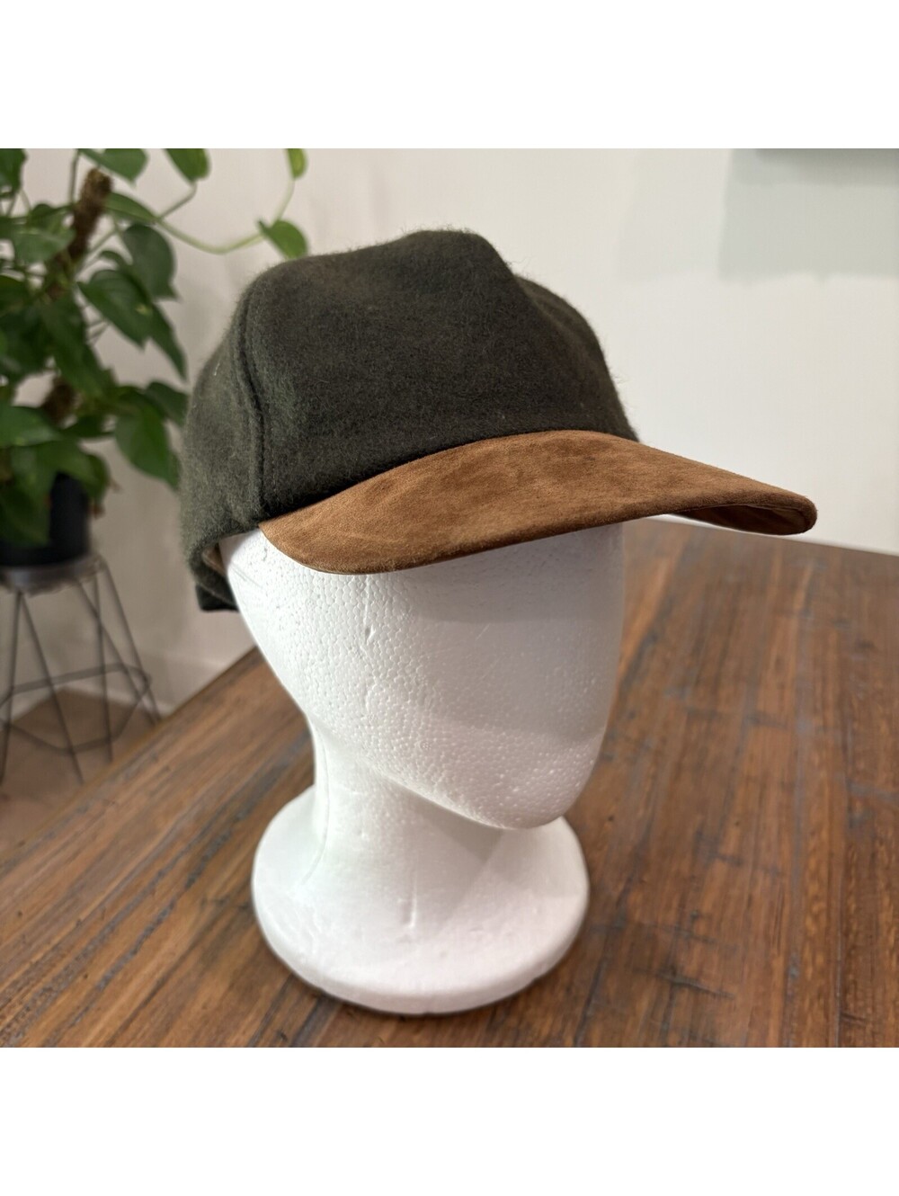 Broner Hat Cap Baseball One Size Green Mens Suede Bill Wool USA Winter Hunting